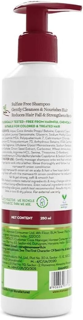 Mamaearth Onion Shampoo with onion & Plant keratin 250ml / For Hair fall control